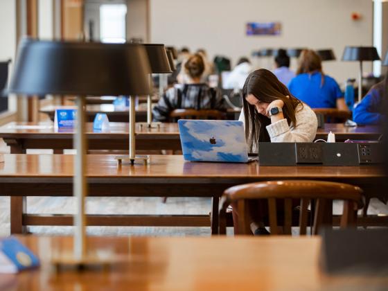 Student Studying in Library